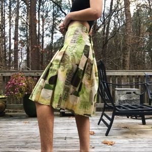 Anne Carson Silk patterned green skirt